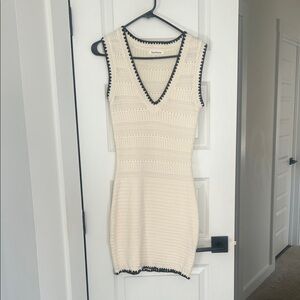 Heartloom Cream Knit Mini Dress with Black Accents